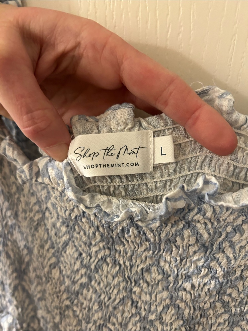 Shop The Mint Blue Cottagecore Smocked Midi Dress L Boho - Picture 6 of 8
